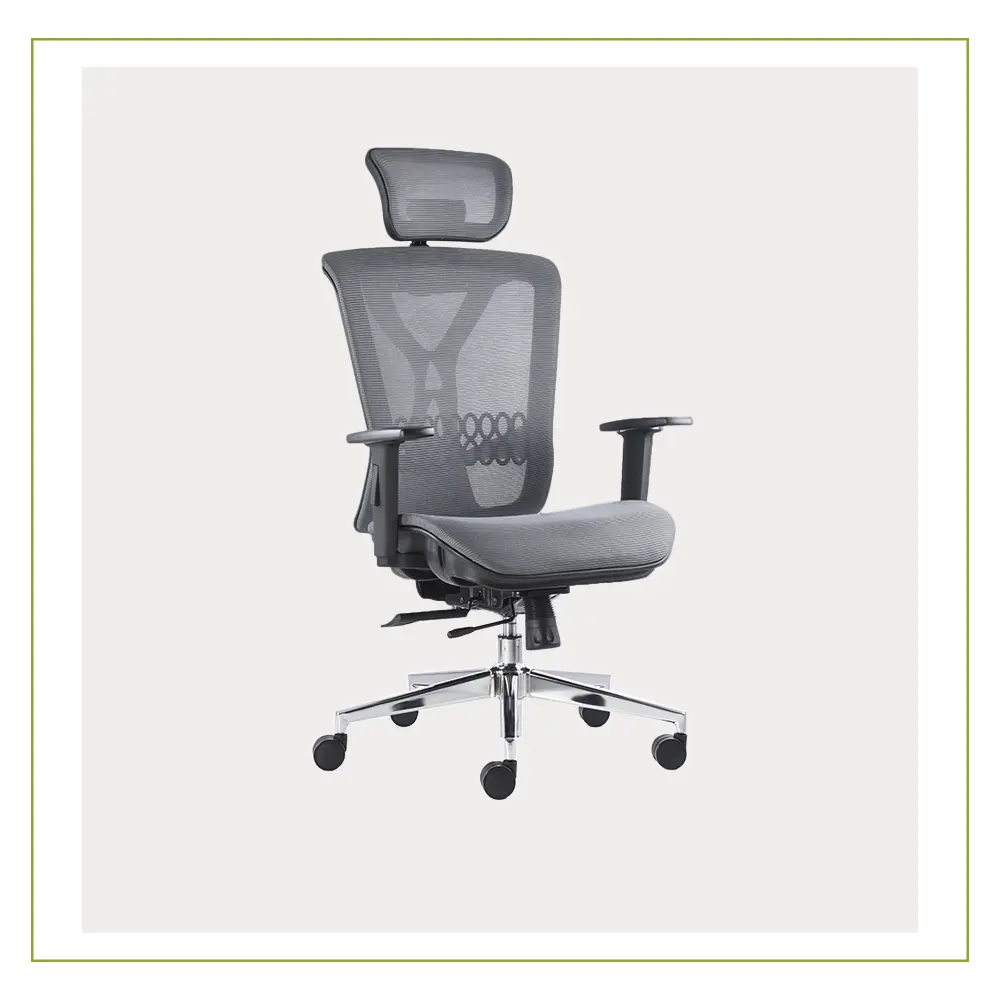 Silla de Direccion con cabecera ajustable malla en asiento y respaldo BM9501 base cromo Equipos Comerciales de Leon Muebles para Oficina