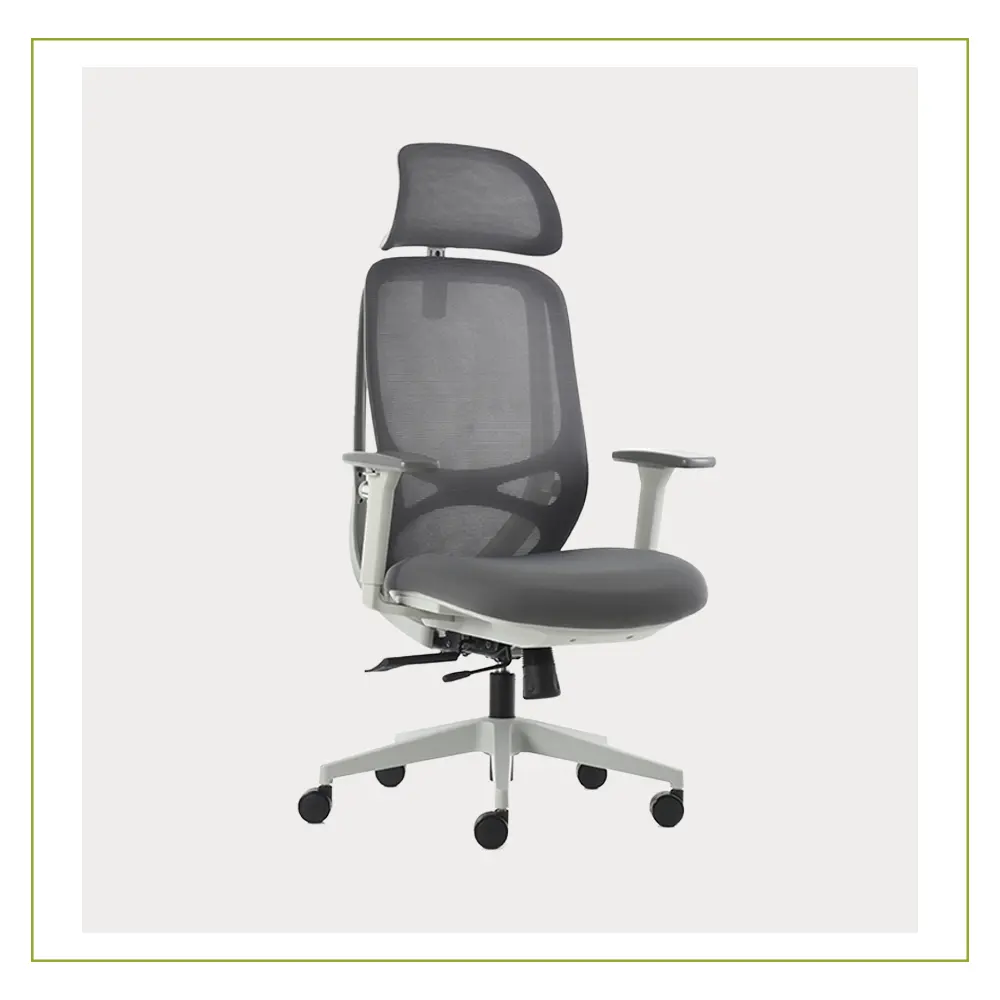 Silla de Direccion con cabecera ajustable y respaldo en malla BM8300 Gris Equipos Comerciales de Leon Muebles para Oficina