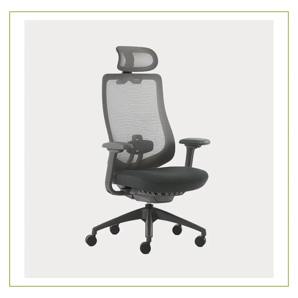 Silla de Direccion con cabecera ajustable y respaldo en malla BM8600 Gris Equipos Comerciales de Leon Muebles para Oficina