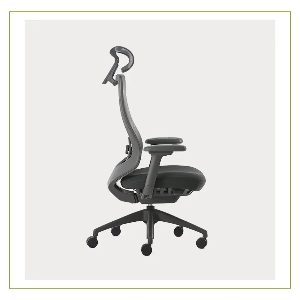 Silla de Direccion con cabecera ajustable y respaldo en malla BM8600 Gris lado Equipos Comerciales de Leon Muebles para Oficina