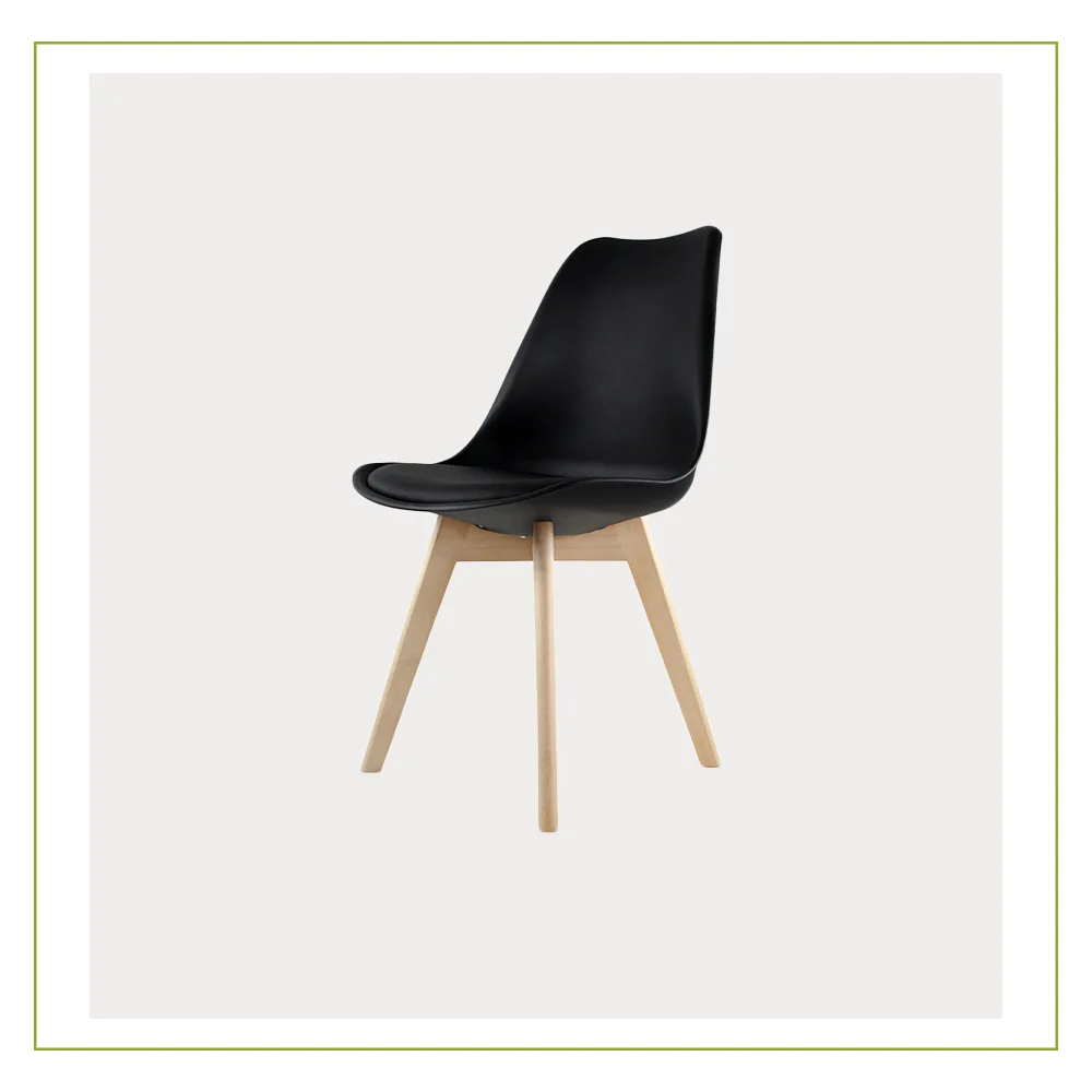 SILLA DE VISITA CON BASE DE MADERA FRANKFURT NEGRO