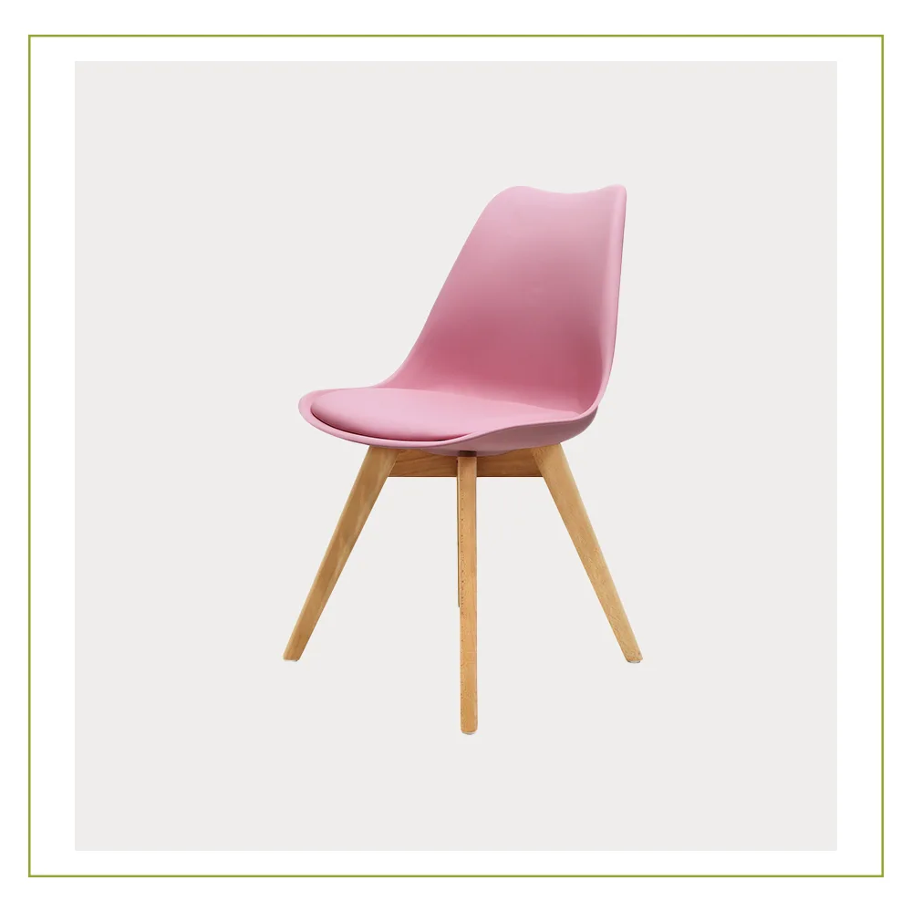 SILLA DE VISITA CON BASE DE MADERA FRANKFURT ROSA