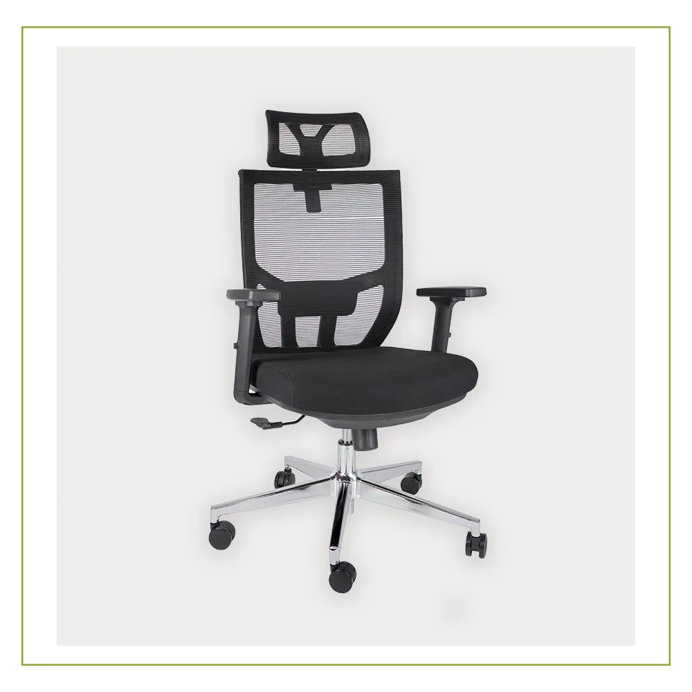 Silla Ejecutiva con cabecera y soporte lumbar ajustable Aiko Negro