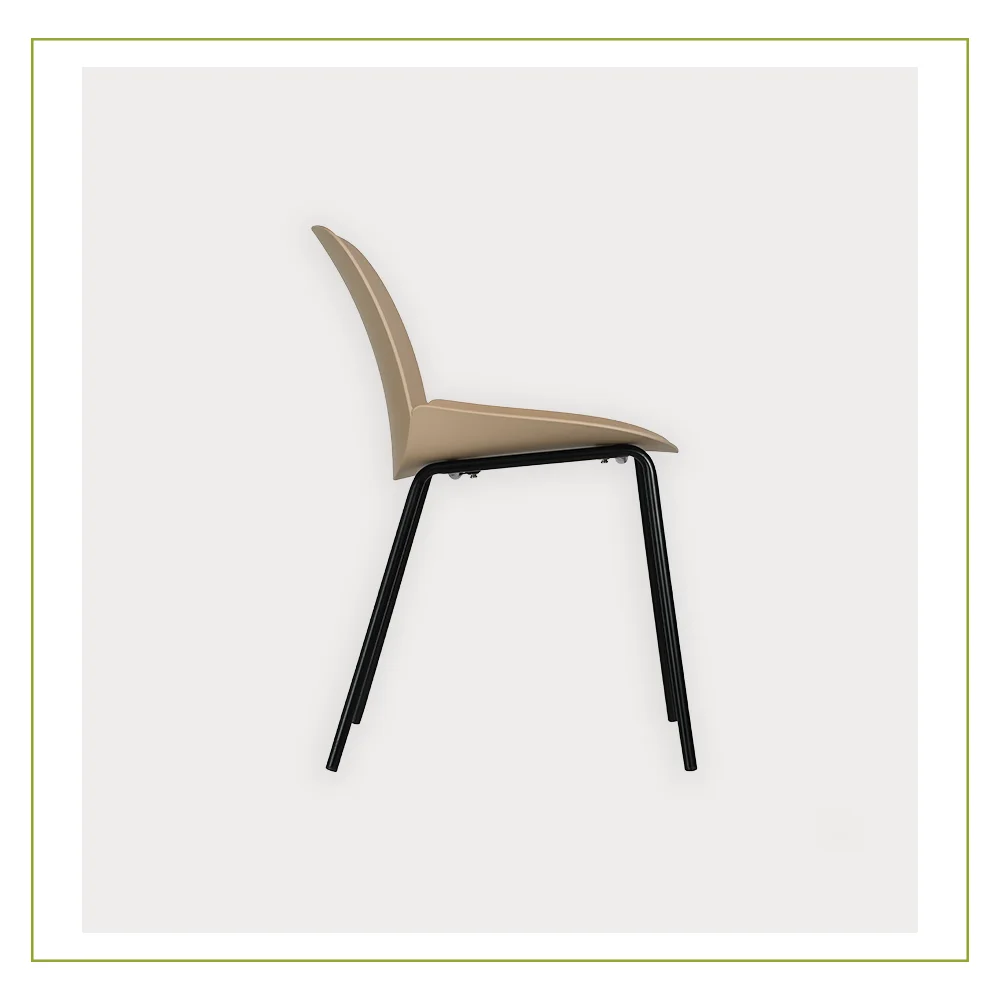 Silla Visitante de Polipropileno de Alta Resistencia con Base Metálica Noto Caramel lateral