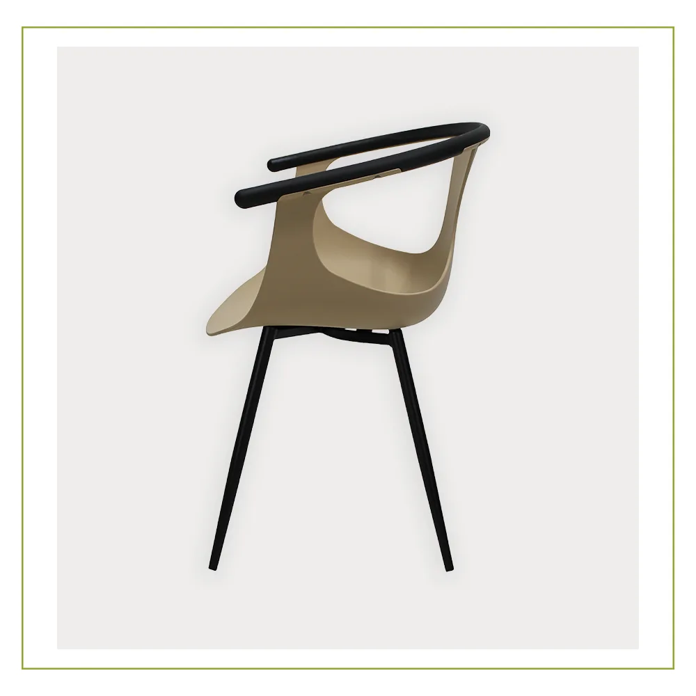 Silla Visitante de Polipropileno de Alta Resistencia con Base Metálica Catanzaro Beige lateral