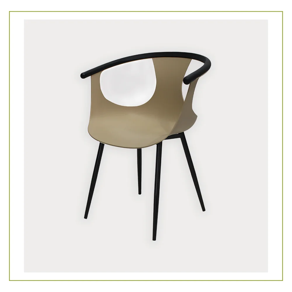 Silla Visitante de Polipropileno de Alta Resistencia con Base Metálica Catanzaro Beige