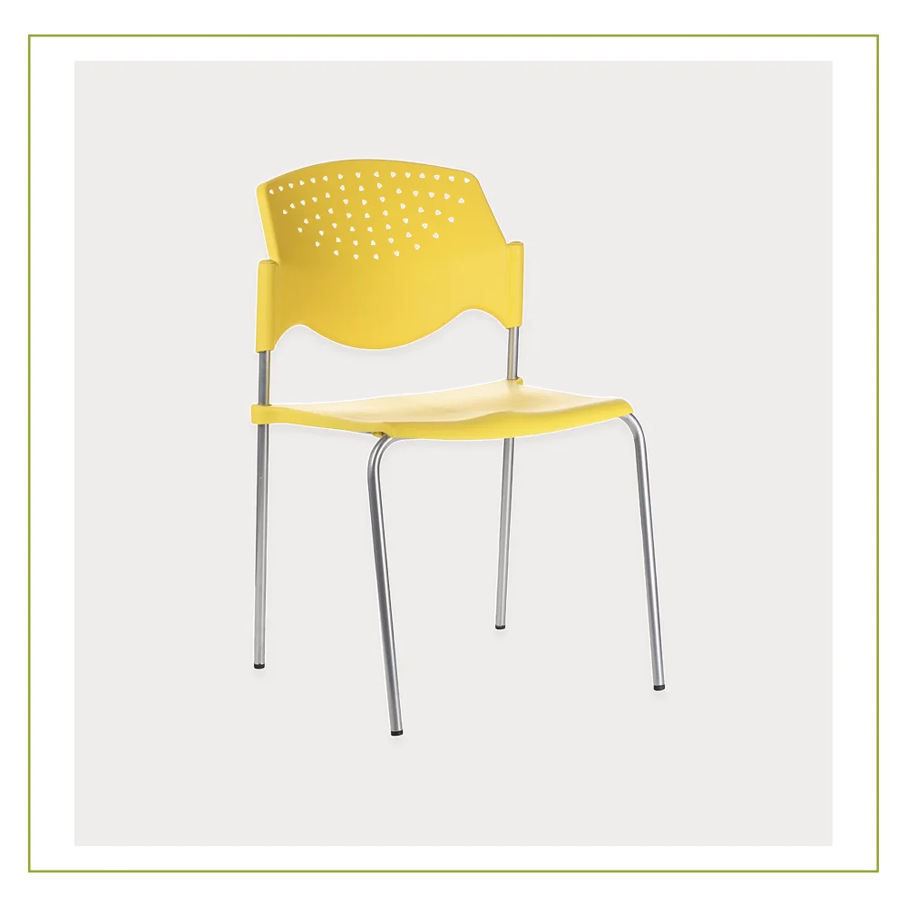 Silla Visitante de Polipropileno con Base en Cromo Pola Amarillo