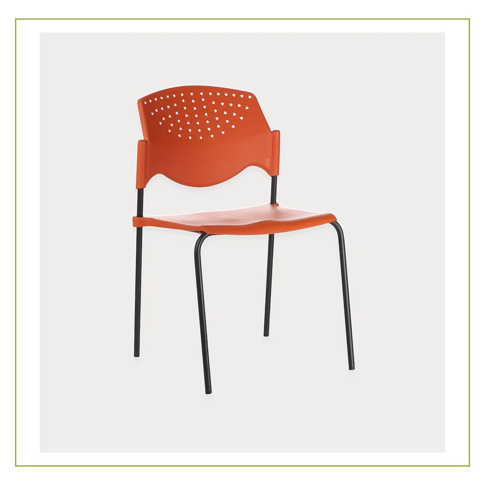 Silla Visitante de Polipropileno con Base en Cromo Pola Naranja