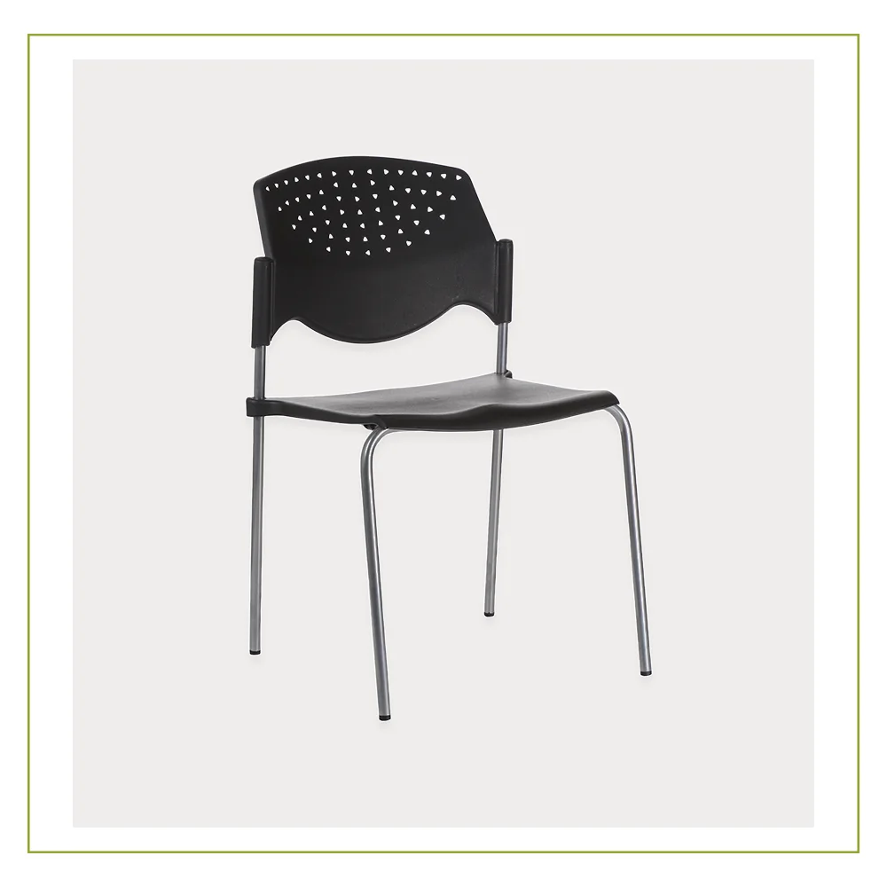 Silla Visitante de Polipropileno con Base en Cromo Pola Negro