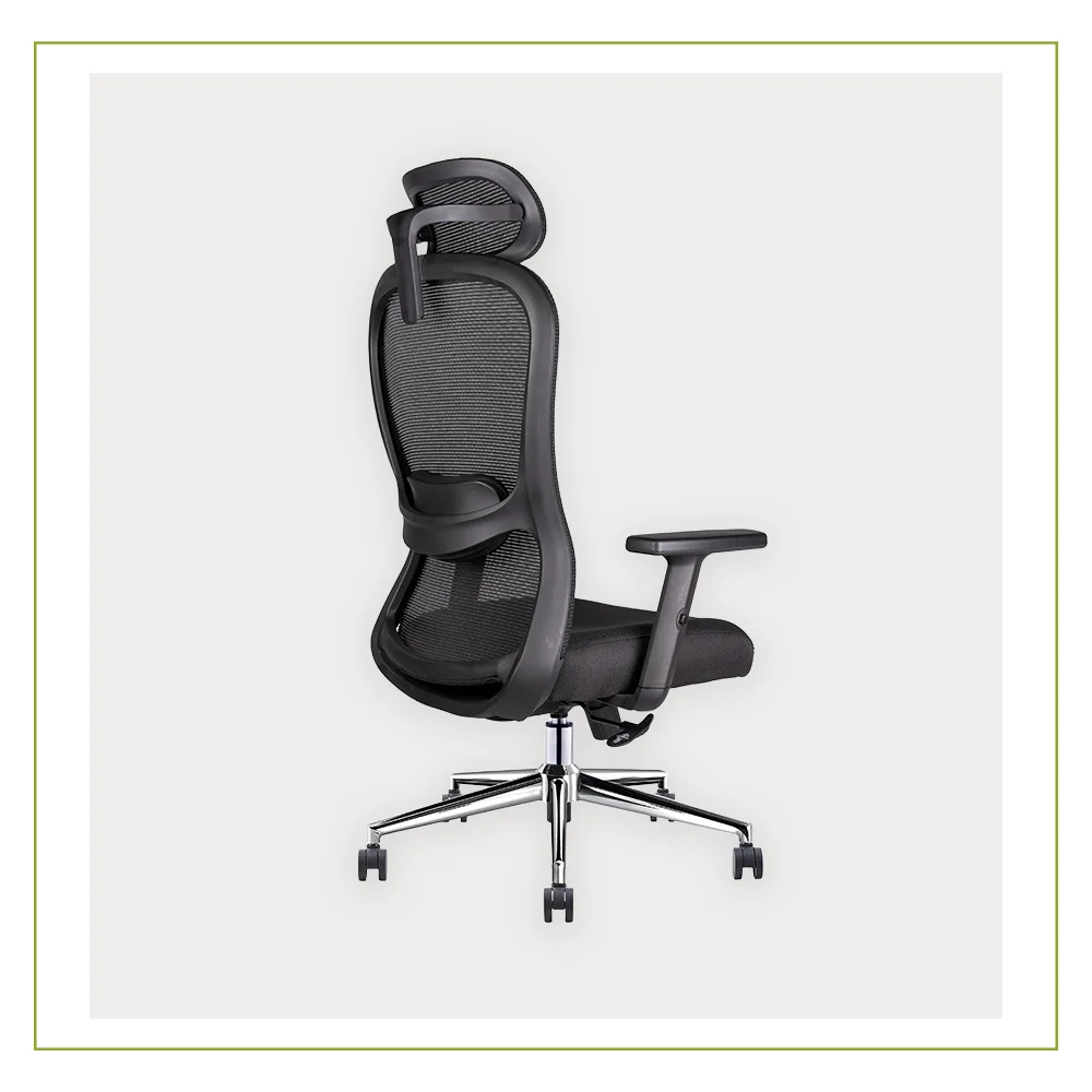 Silla Ejecutiva con soporte lumbar Respaldo en Malla y cabecera Athelier atras